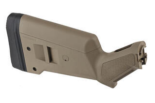 The Magpul SGA Stock features a flat dark earth polymer and is designed for Mossberg 500 shotguns